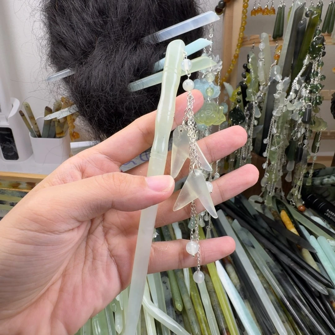 蛇纹石玉合金发饰