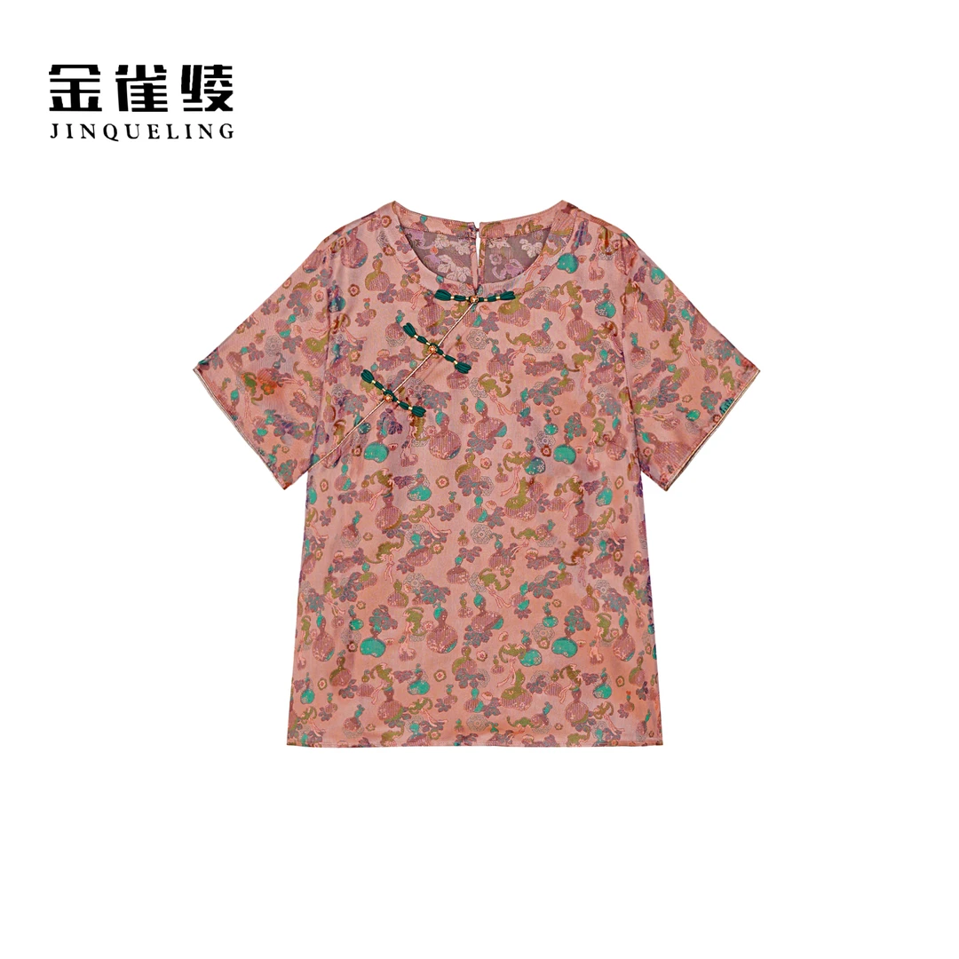 金雀绫【如意葫芦】100桑蚕丝蜀锦罗国风款加宽加大小衫SZA2S440