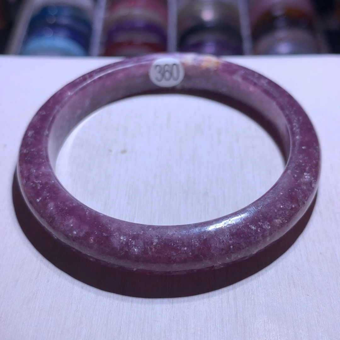 银S925镶嵌水晶手镯紫锂云母59.3圈360