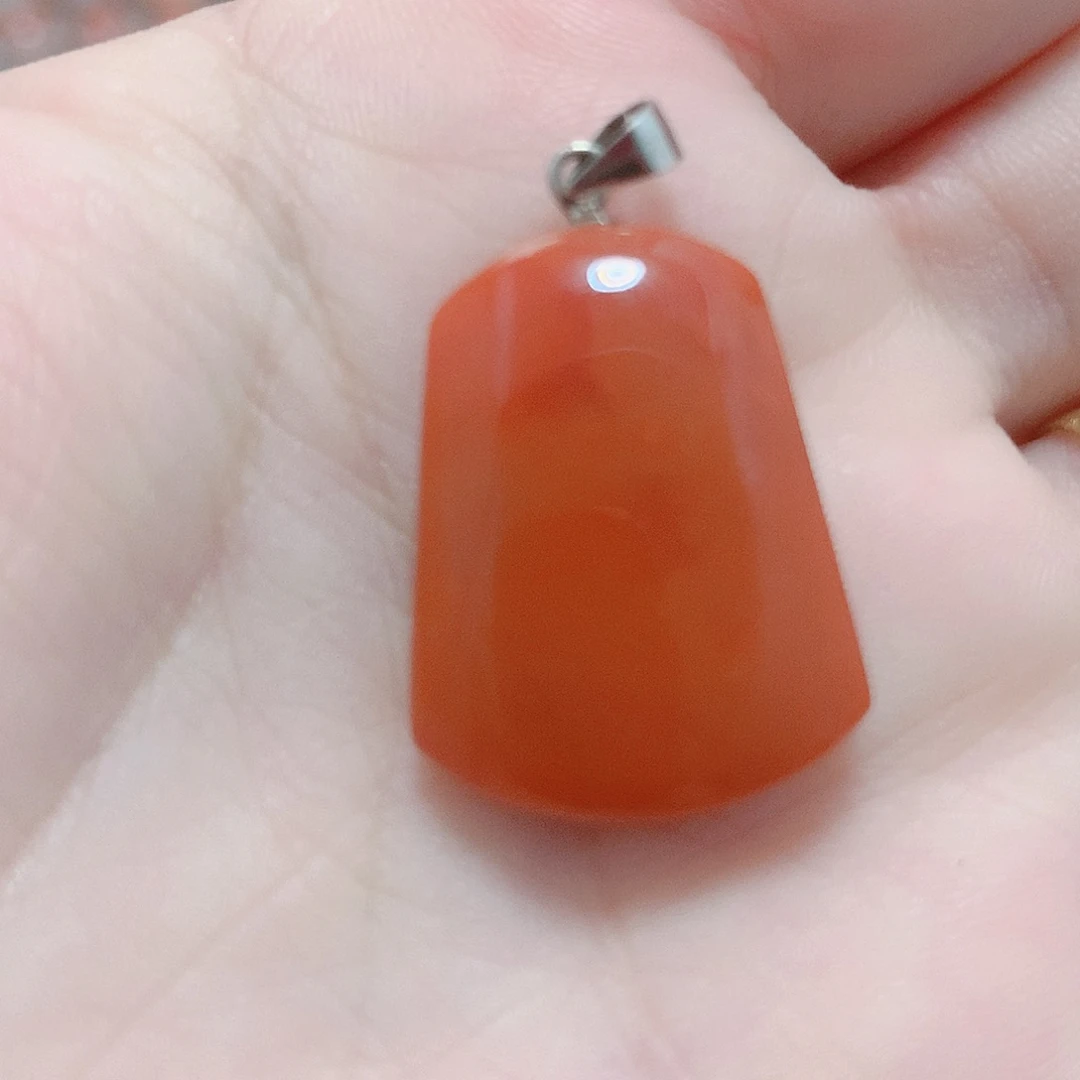 南红玛瑙银S925镶嵌吊坠(不含链)