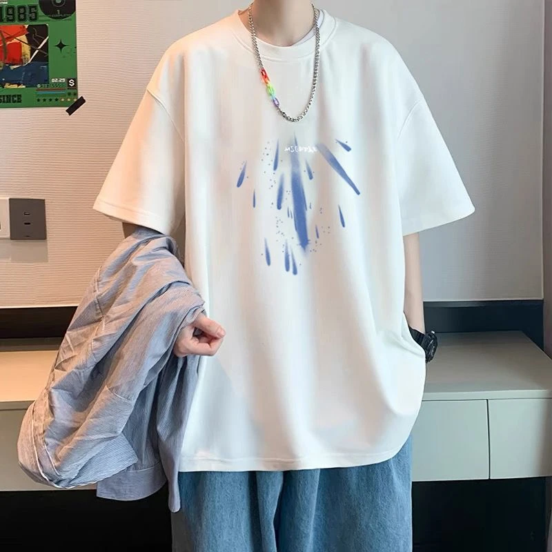 潮牌纯棉短袖男t恤大码宽松情侣半袖男女同款美式休闲上衣青少年