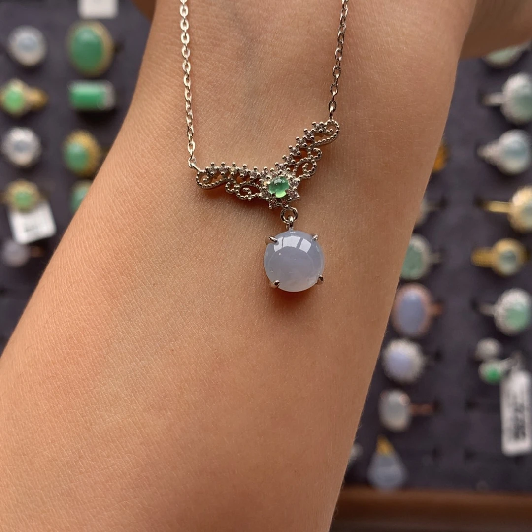 翡翠银S925镶嵌戒指项链