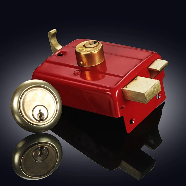 铁门外装防盗门锁木门通用型556RL门锁包邮双舌铜老式