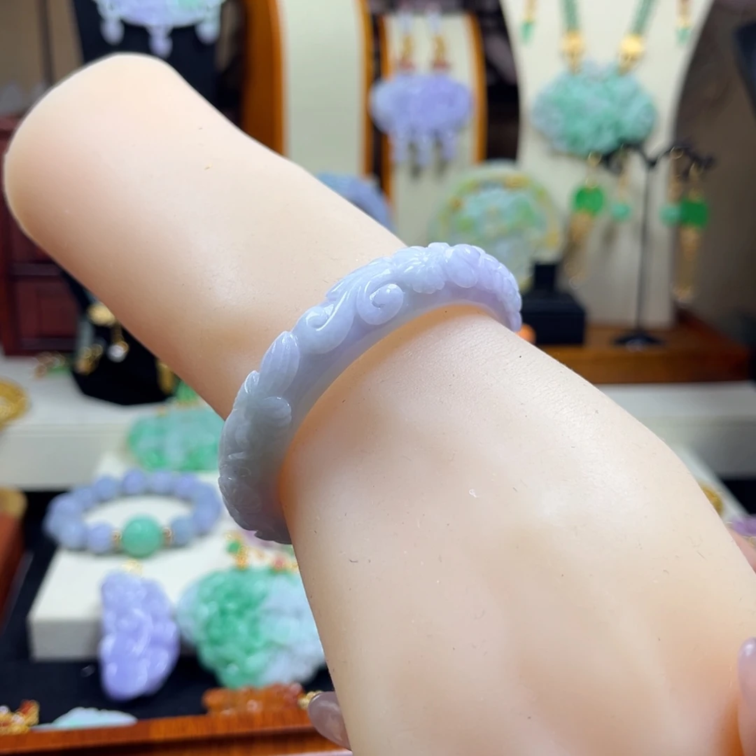 翡翠未镶嵌手镯紫