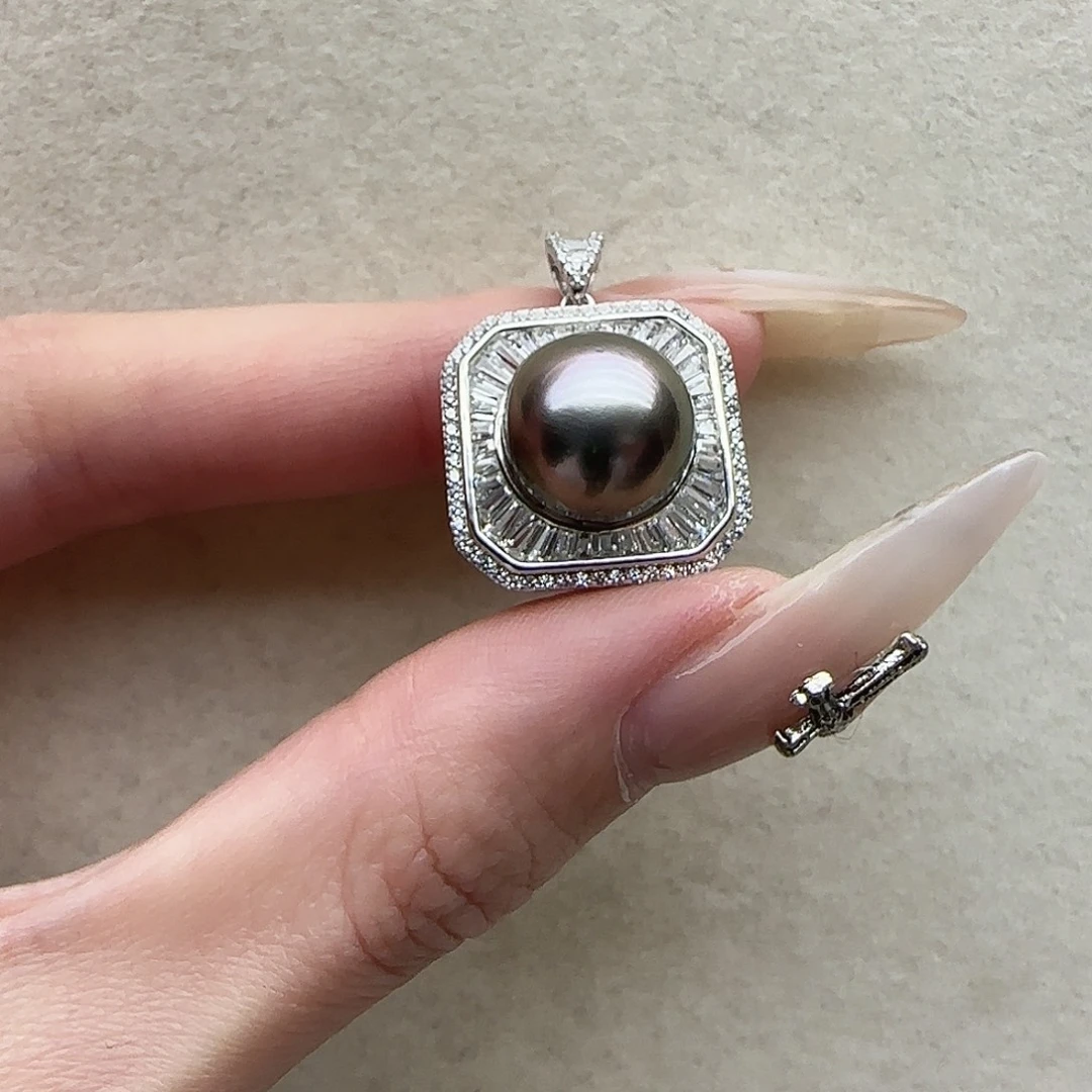 海水珍珠吊坠62银S925镶嵌