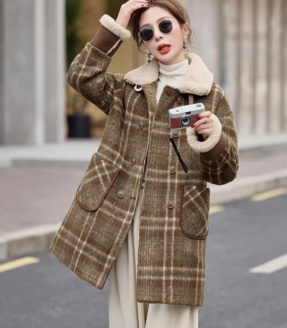 Q4517【特价-占单者限购】【复古英伦】格纹羊毛羽绒｜复古显贵王炸款