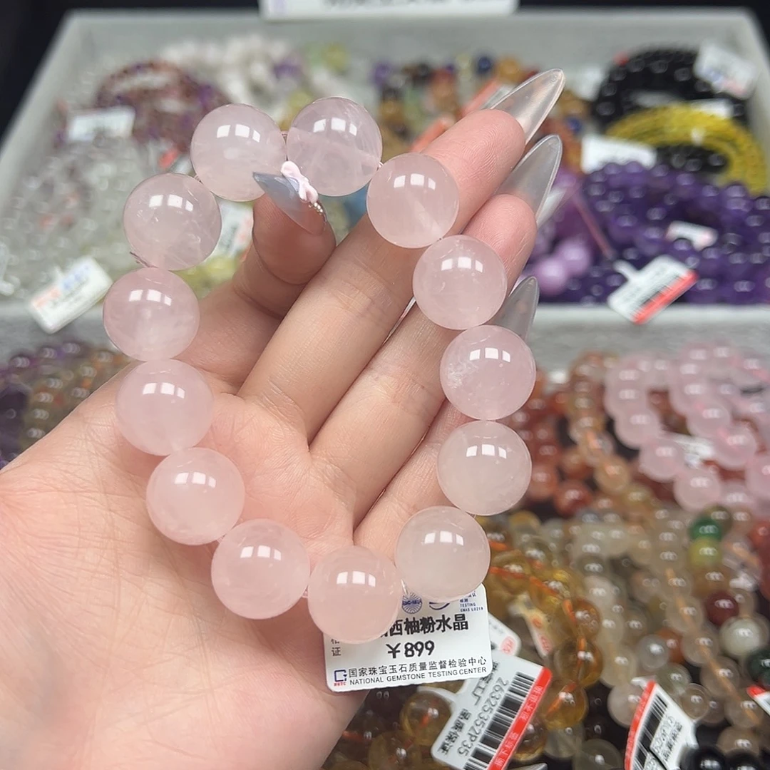 水晶手链未镶嵌卡15精品西柚粉水晶1