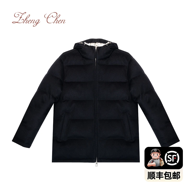 （高端黑标）意大利COLOMBO纯羊绒绗缝95白鹅绒连帽夹克  YD-K10289