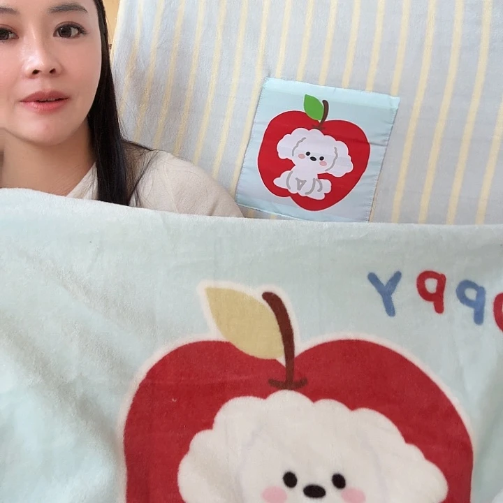 棉棉条纹苹果牛奶绒标准床单款 被套200.230
