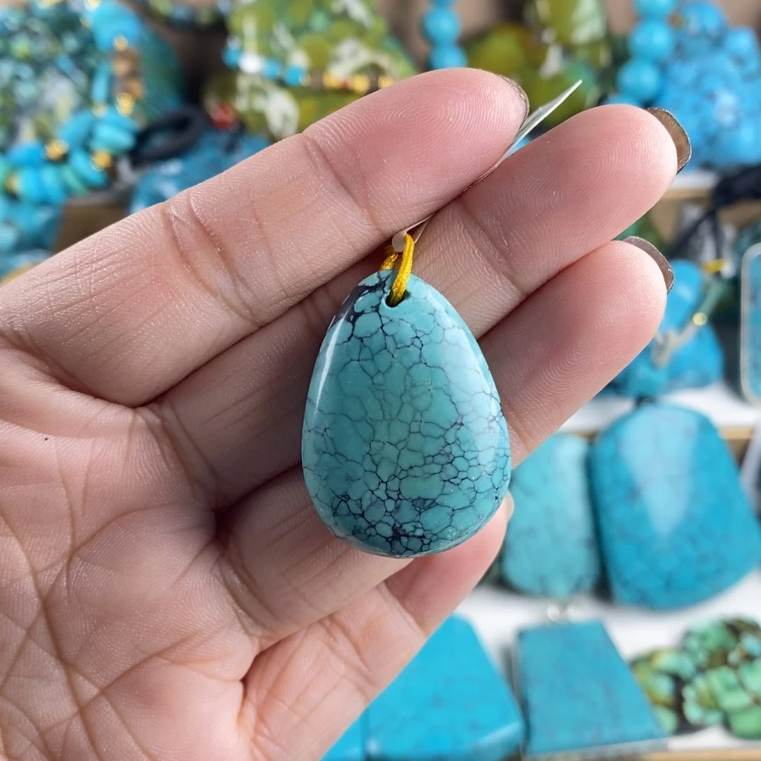 高瓷精品水草纹水滴吊坠220c