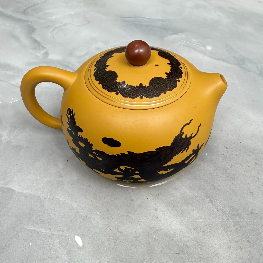 正宗黄段泥短嘴西施金丝走线工艺茶具D11