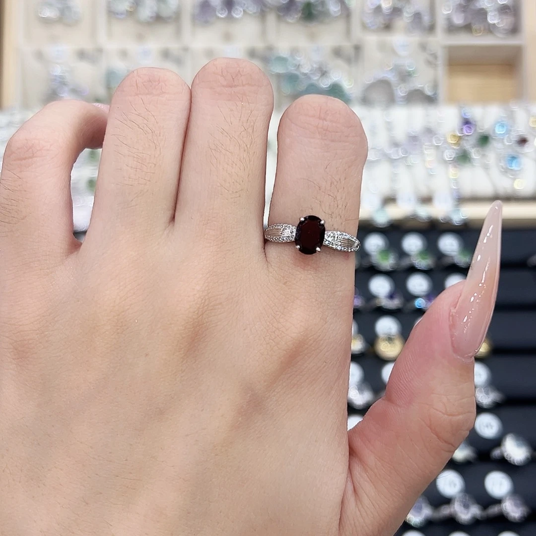 岫玉银S925镶嵌戒指