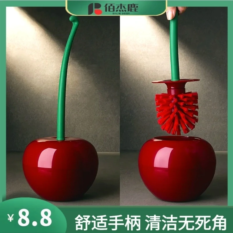 高颜值创意仿真樱桃马桶刷卫生间长柄清洁刷全方位卫生间清洁耐用
