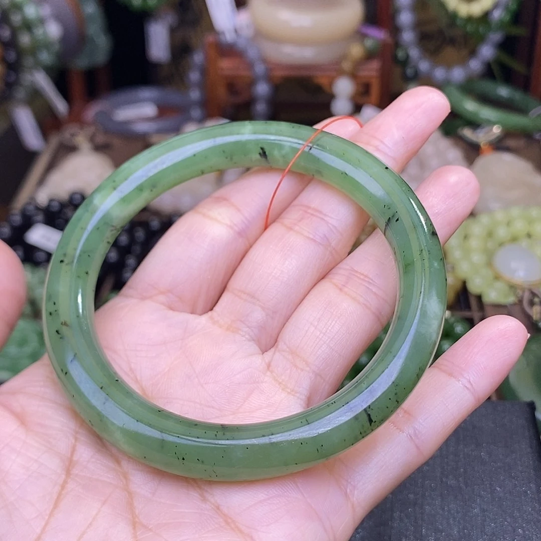 和田玉未镶嵌57.5 乌兰海碧玉手镯清货价