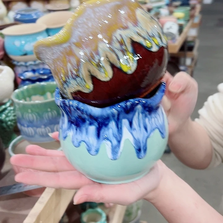 有孔，凑单福利满10元发货陶瓷多肉花盆！