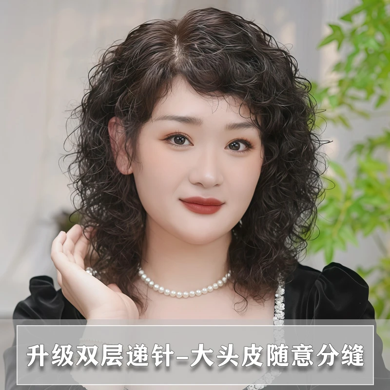 KASMN/卡丝曼高端全手织双递针整顶假发套真人真发全真发假发套