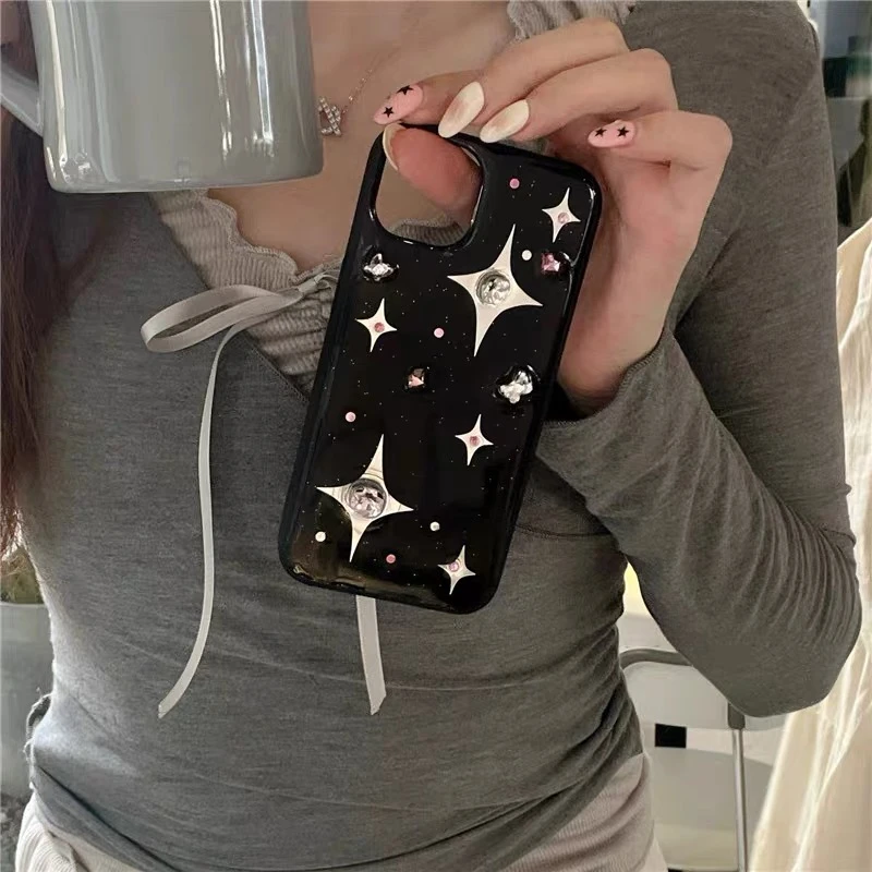 y2k暗黑辣妹立体水钻星星适用苹果16 17promax手机壳iPhone15 14