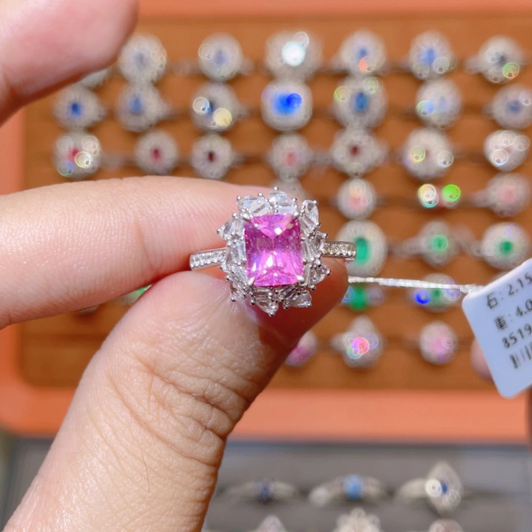 戒指彩色蓝宝石18K金镶嵌2.15ct 无烧