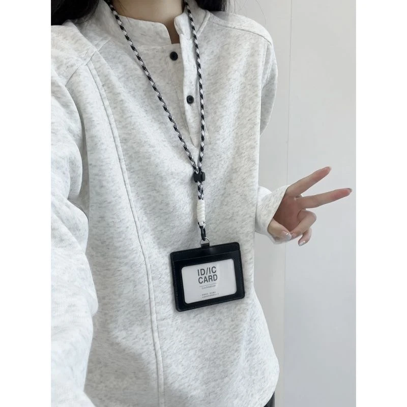 美式解构拼接正肩t恤boxy版型内搭卫衣灰色亨利领长袖polo衫男款