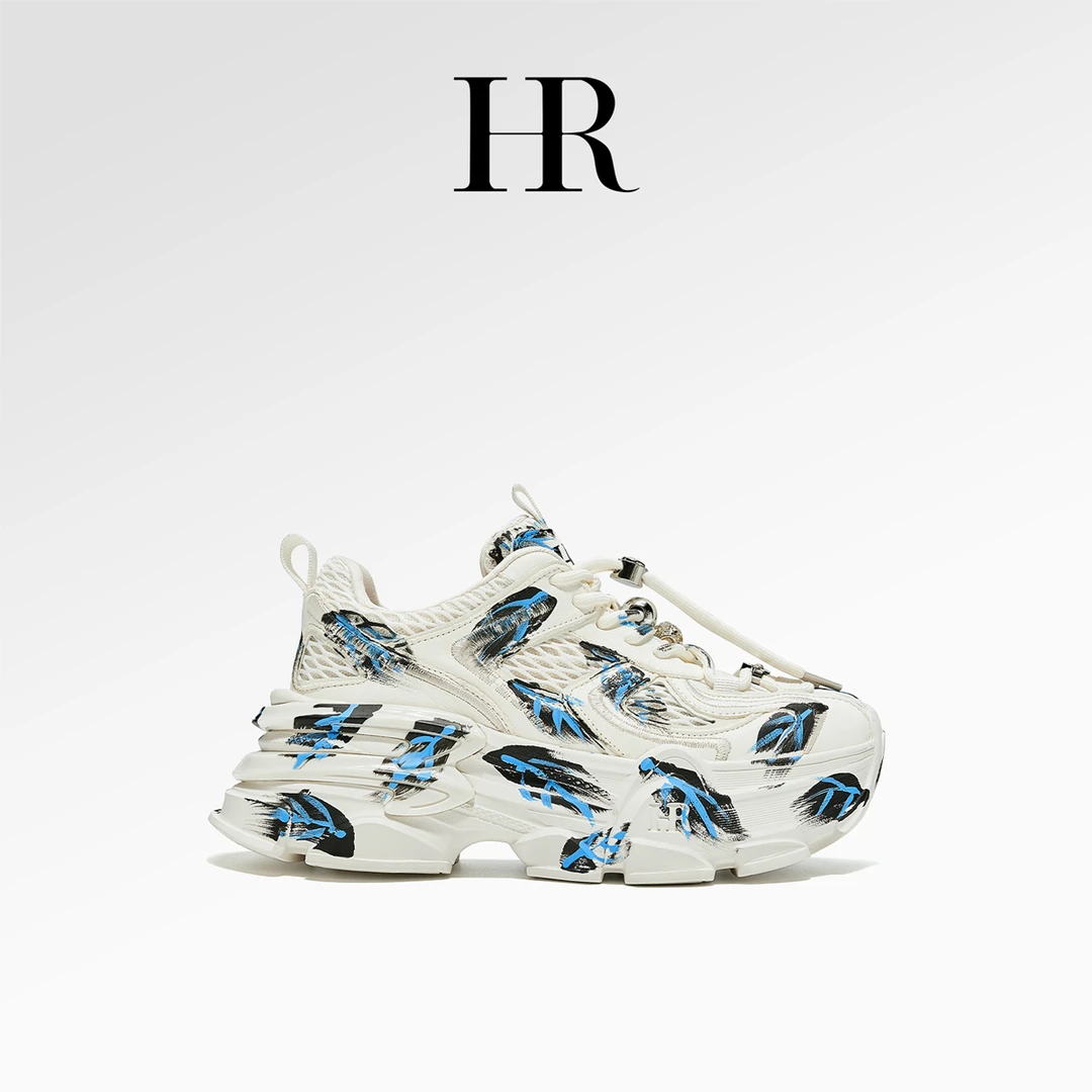 HR/赫莲娜2026新款轻奢时尚彩绘舒适潮流小众原创厚底增高老爹鞋
