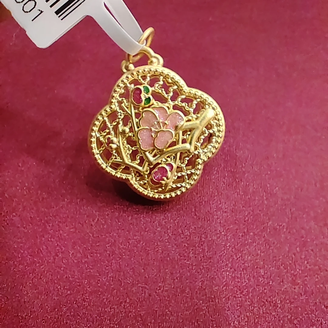 【夏夏专享】足金999 粉花珐琅 GP 1.19 攒金有道