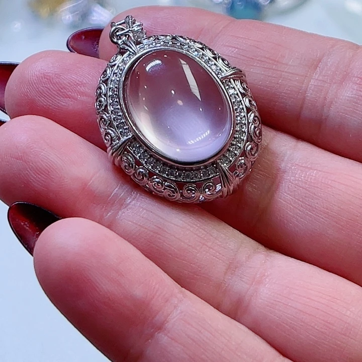 芙蓉石吊坠银S925镶嵌只**想