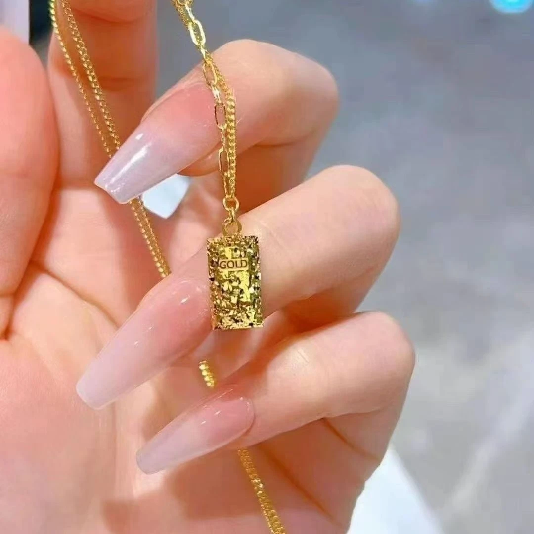 铜合金合成锆石项链 碎 碎 冰 暴 富 小 方 砖 时尚轻奢百搭精美