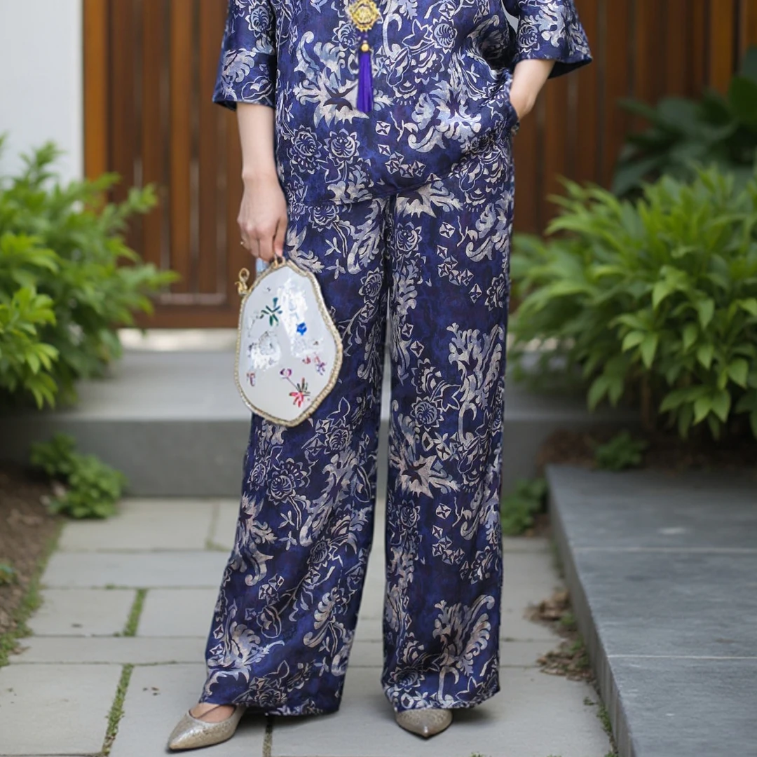 青花瓷25年直筒裤阔腿裤直筒裤长裤裤子