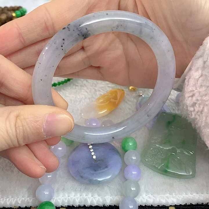 翡翠未镶嵌手镯冰乌鸡手镯55圆条