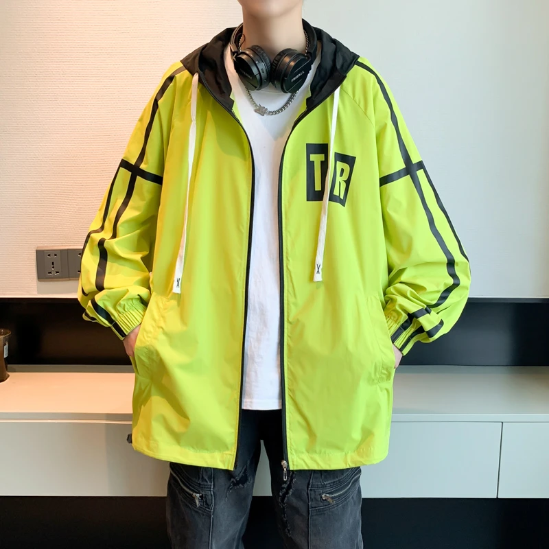 青少年学生夏季新款薄款连帽夹克宽松透气外套休闲韩版户外防晒服