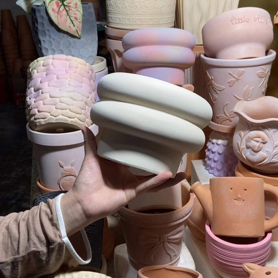 17×12白陶甜甜圈 粗陶1个