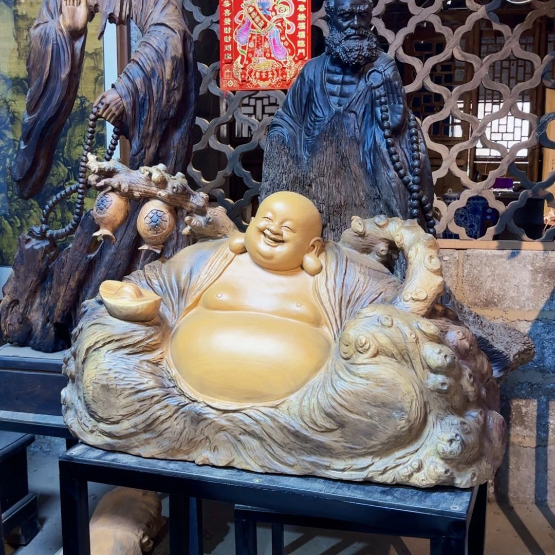 我***吗香樟木弥勒佛香樟木