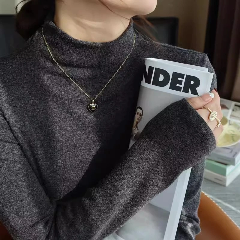 深灰色磨毛双面德绒半高领打底衫女内搭2025秋冬新款加绒加厚上衣