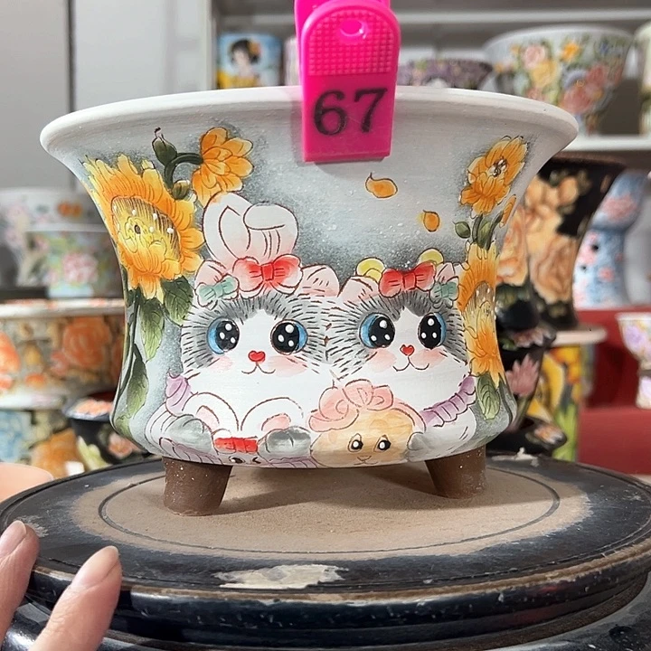 景德镇手绘花盆 满38包邮