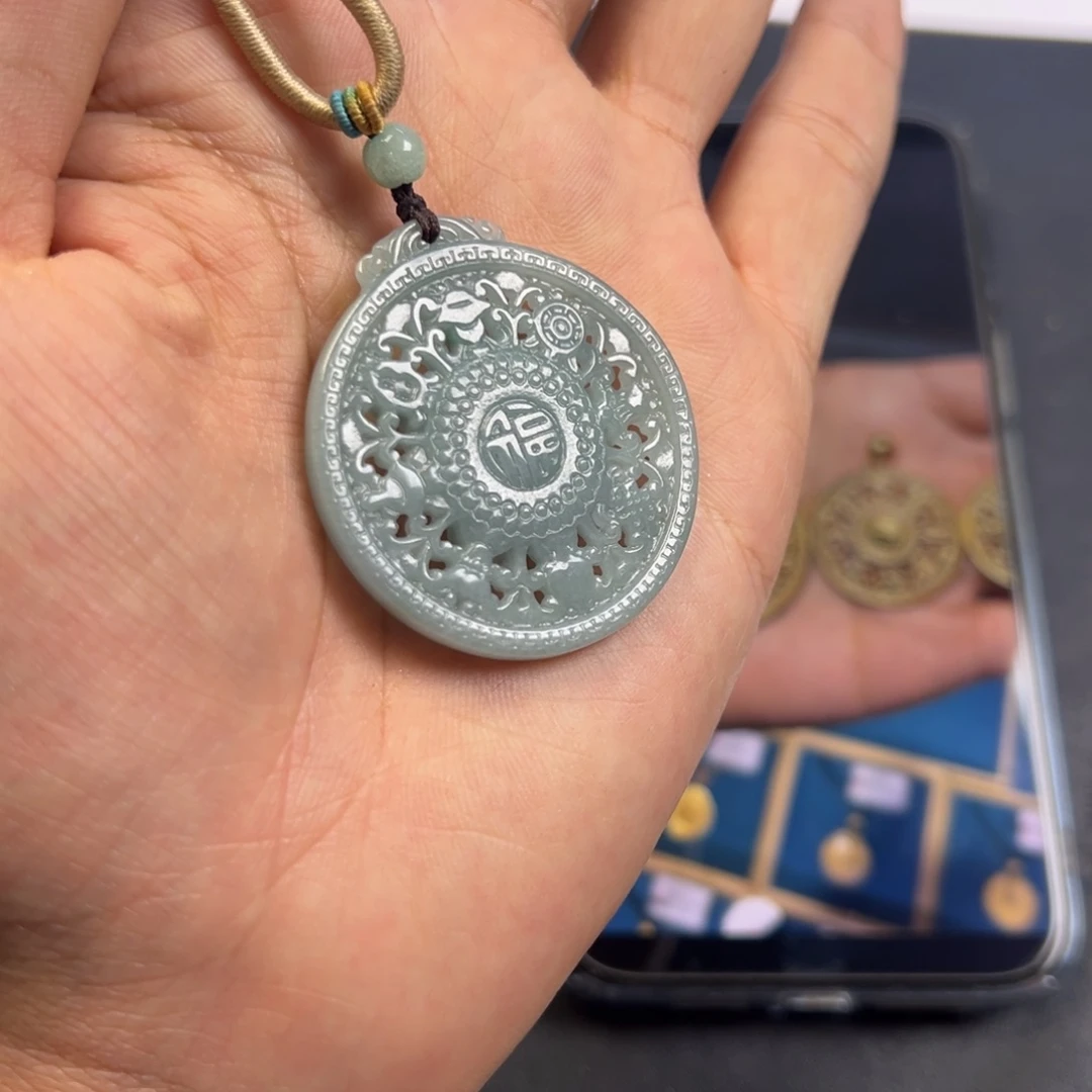 颈饰未镶嵌翡翠多样性翡翠A货手工八宝罗盘