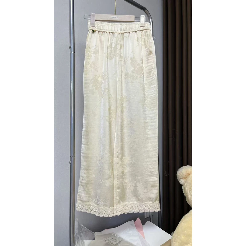 直筒裤松紧见外包装直筒裤休闲裤长裤夏季垂感宽松