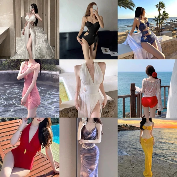 【孤品】女装游泳沙滩连体分体气质韩版欧美纯欲风泳衣合集