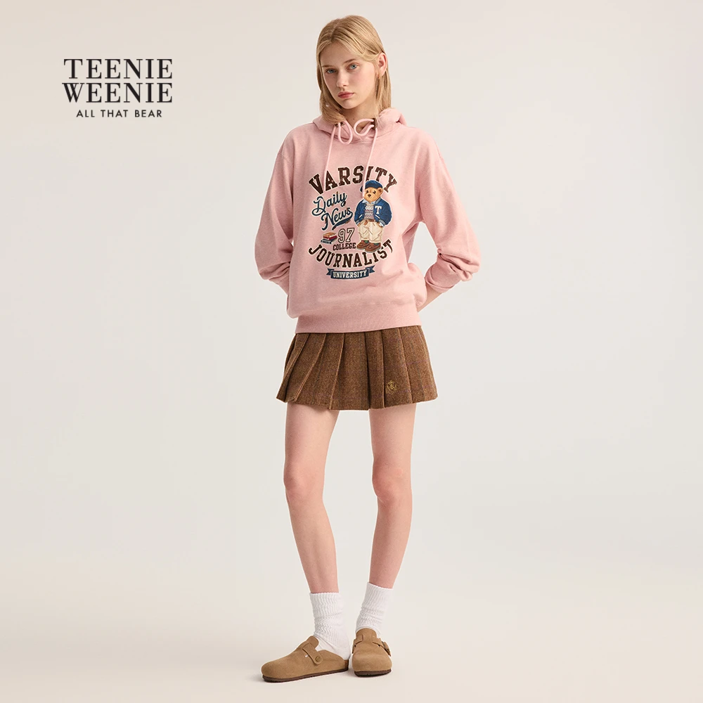 TeenieWeenie小熊卫衣25秋新款学院风刺绣连帽外套女TTMW254903P