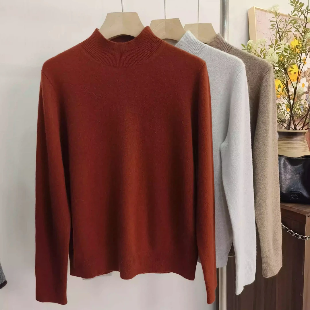 超细腻康赛妮2/28 100%baby羊绒衫秋冬新款针织半高领打底衫套头