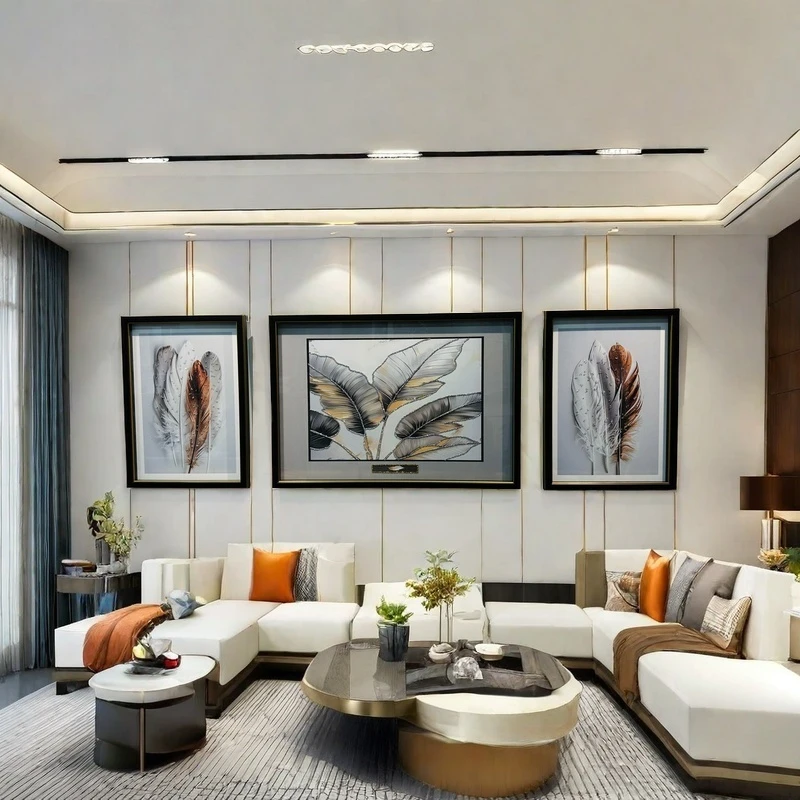 客厅 高档装饰画 纯手工 镶嵌 轻奢 现代 新中式 黑白灰 装饰画