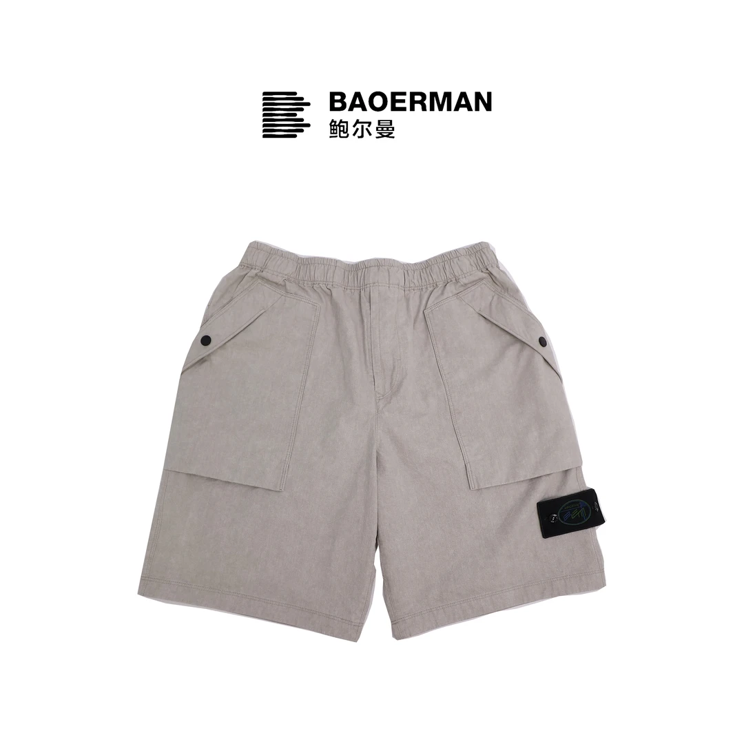 鲍尔曼BAOERMAN微弹薄款青年夏季纯色休闲短裤五分裤男士百搭2501