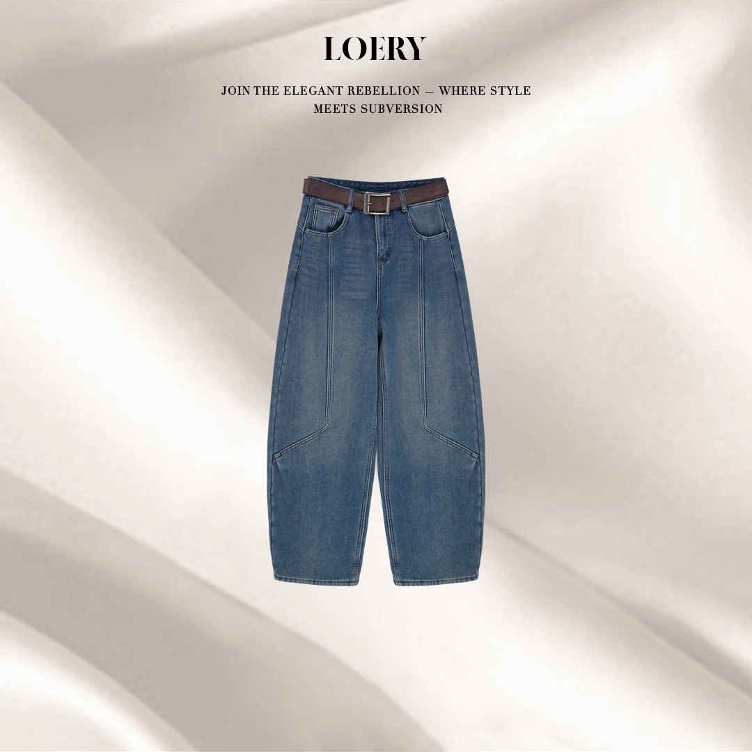 LOERY【卷王裤编号】折褶设计时髦炸街单品加绒锁温弯刀裤-115391