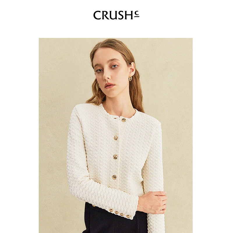 Crush Collection2025年早秋新款浮雕蝴蝶长袖夹克短外套针织开衫