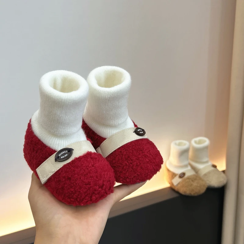冬季宝宝棉鞋0-1岁男女高筒软底防滑防掉爬行步前加绒鞋9