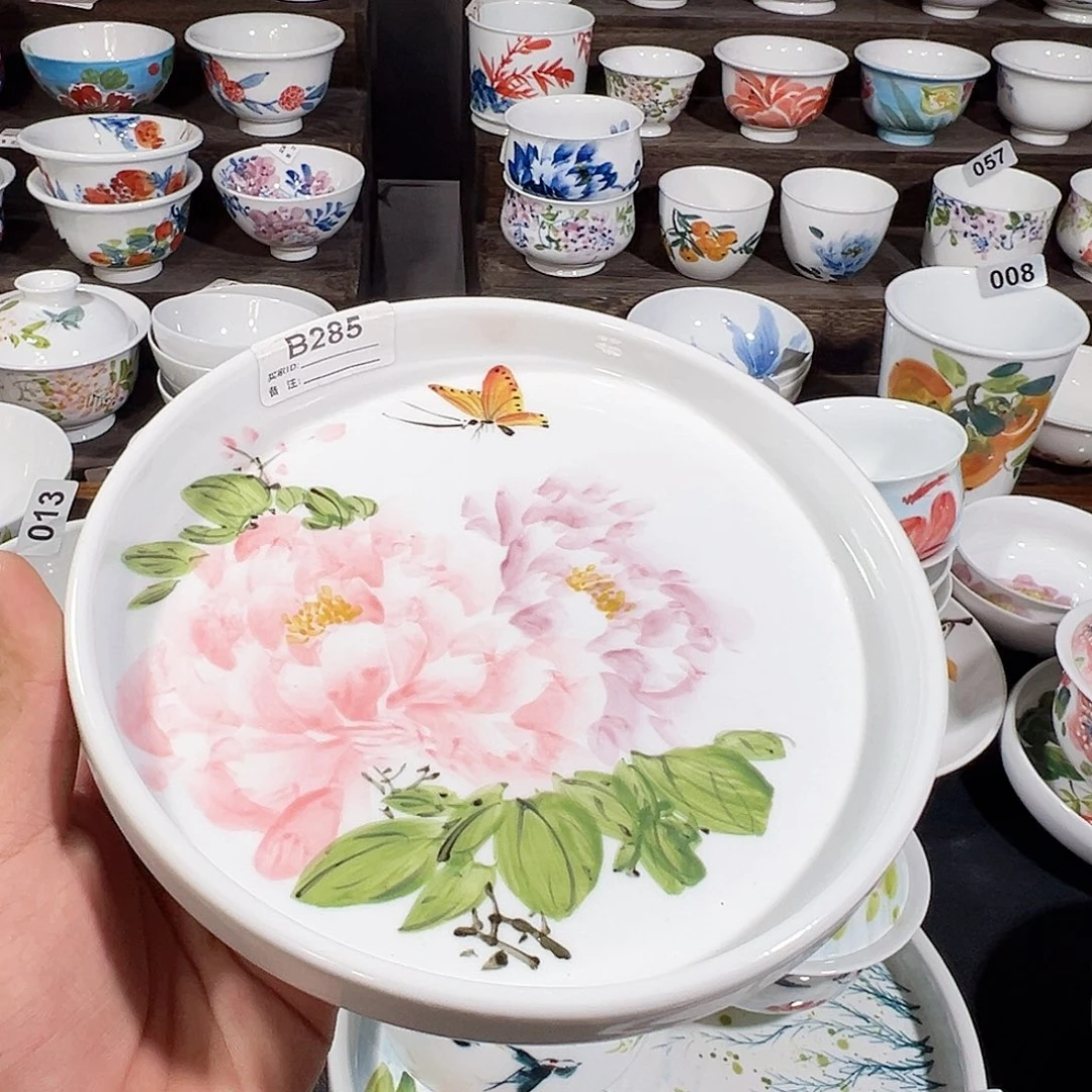 景德镇手工手绘陶瓷8寸壶承
