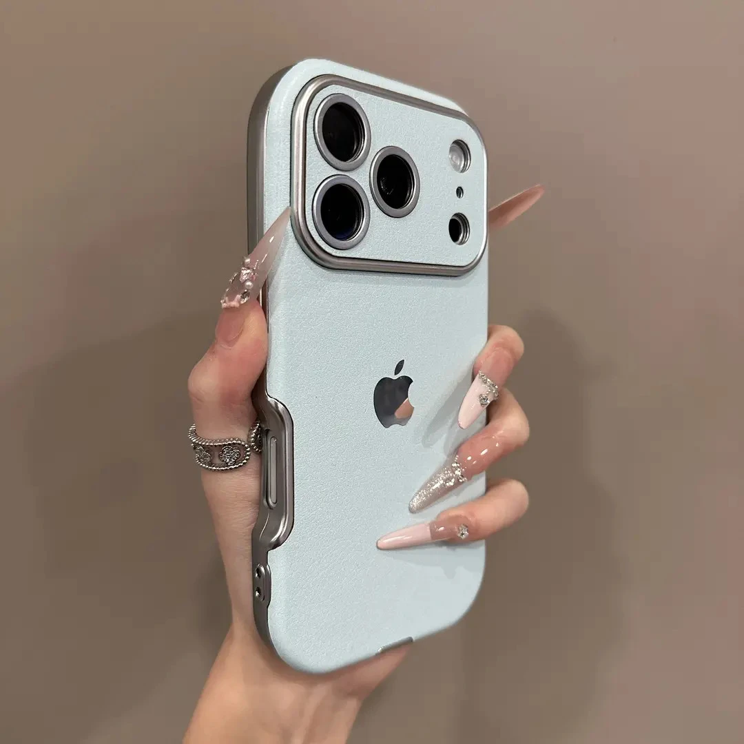 大视窗素皮纹适用苹果17promax手机壳新款iPhone15Pro小众14/11软