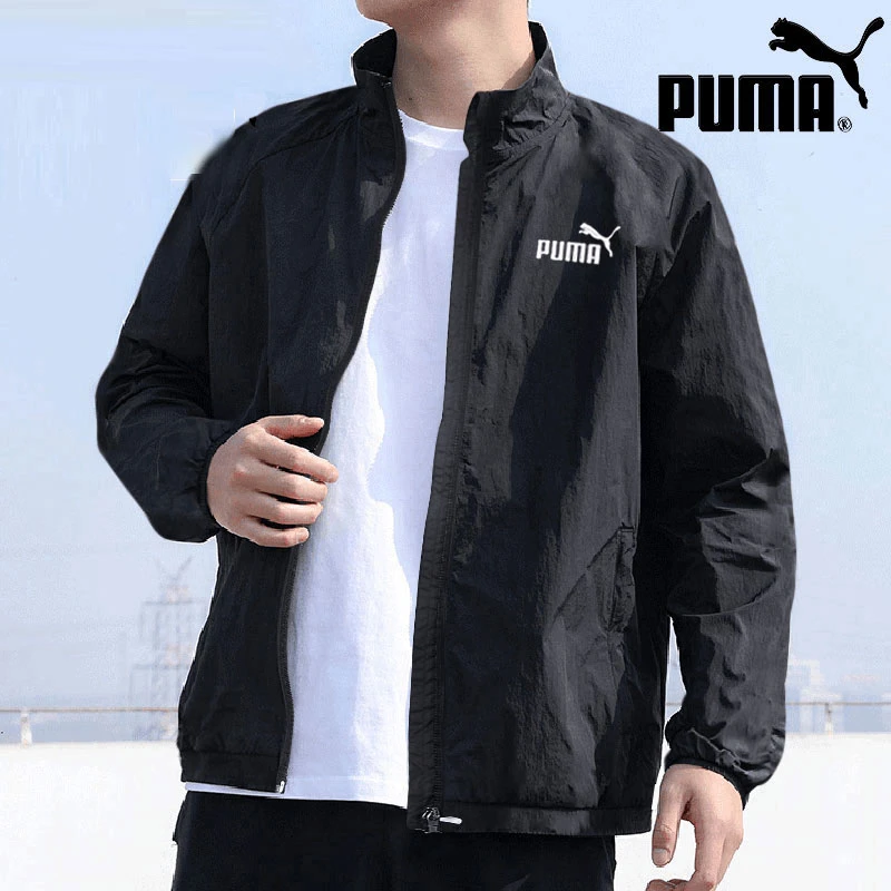 PUMA彪马梭织立领夹克男新款跑步运动服黑色休闲宽松外套687105