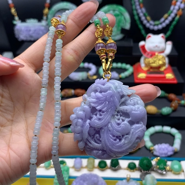 颈饰未镶嵌翡翠紫翡凤凰