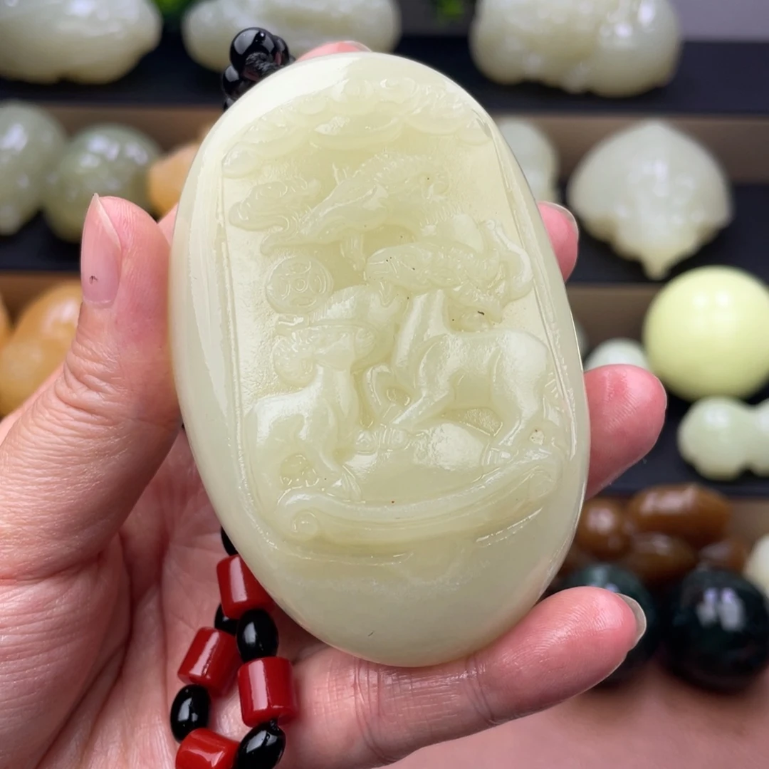 石材付*琳天然古青石手把件