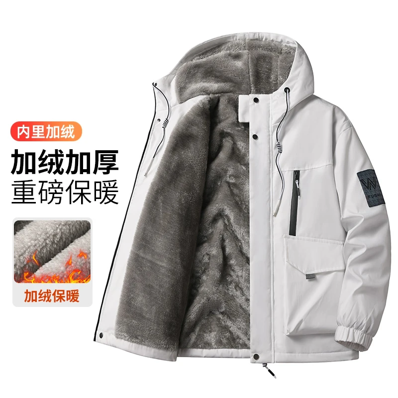 冬季新款棉衣外套男加绒加厚男士棉服防风保暖连帽防寒潮流冲锋衣